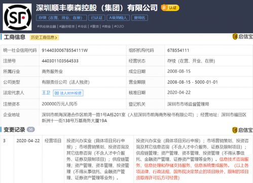 顺丰泰森控股集团经营范围扩展 新增信息技术与系统集成服务